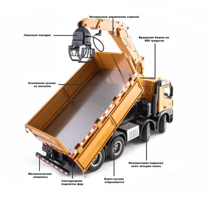 Радиоуправляемый самосвал-кран-погрузчик HuiNa Toys 1:14 - HN1538