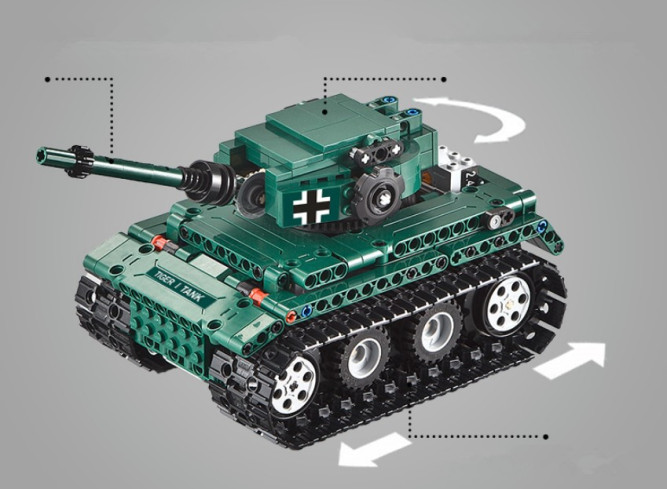 Конструктор Double E Cada Technics, Танк Tiger 1, 313 деталей, пульт управления - C51018W