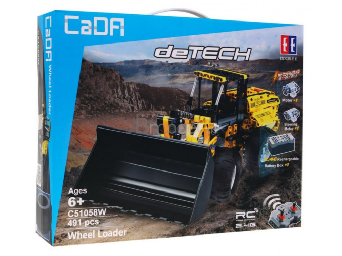 Конструктор CADA deTech радиоуправляемый колесный погрузчик (491 деталь) - C51058W