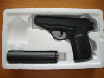 Пистолет пневматика металлический 15 см с глушителем - G.3A