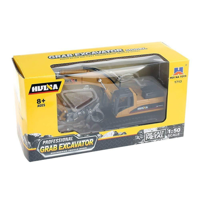 Металлический экскаватор с грейфером Hui Na Toys масштаб 1:50 - HN1713