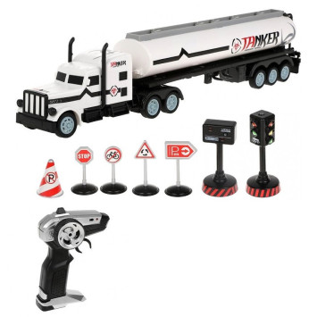 Радиоуправляемый грузовик цистерна и набор дорожных знаков (2WD, акб, 1:16) - GM1936