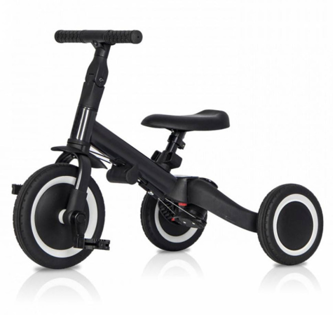 Детский беговел-велосипед 8в1 с крышей и ручкой, черный - TR008C-BLACK
