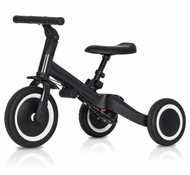 Детский беговел-велосипед 8в1 с крышей и ручкой, черный - TR008C-BLACK