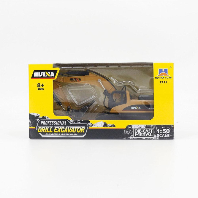 Металлический экскаватор с отбойным молотом Hui Na Toys масштаб 1:50 - HN1711