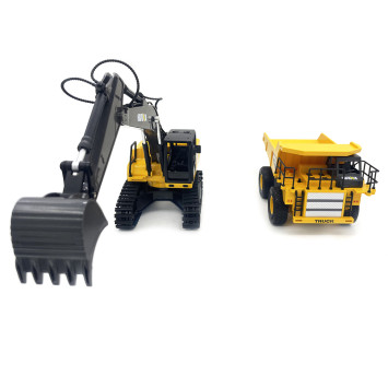 Радиоуправляемый набор экскаватор и самосвал Huina (свет, звук, акб, 1:24) - HN1559-YELLOW