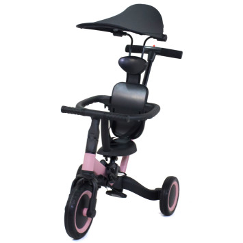Детский беговел-велосипед 8в1 с крышей и ручкой, розовый - TR008C-PINK