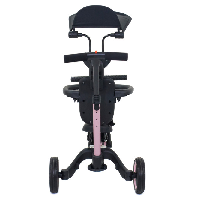 Детский беговел-велосипед 8в1 с крышей и ручкой, розовый - TR008C-PINK