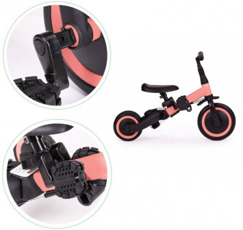 Детский беговел-велосипед 8в1 с крышей и ручкой, розовый - TR008C-PINK