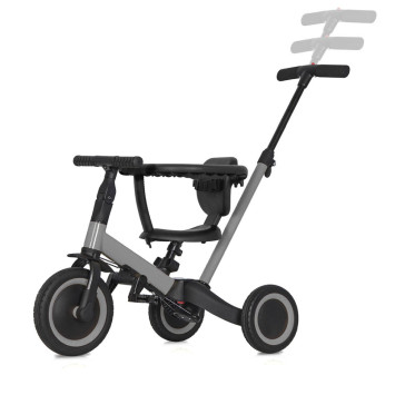 Детский беговел-велосипед 8в1 с крышей и ручкой, серый - TR008C-GREY