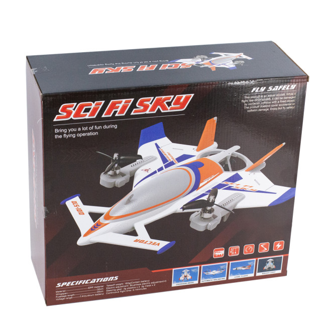 Радиоуправляемый самолет дрон SCI Fi Sky VTOL 3D6G 8ch - QIDI-570-BLUE