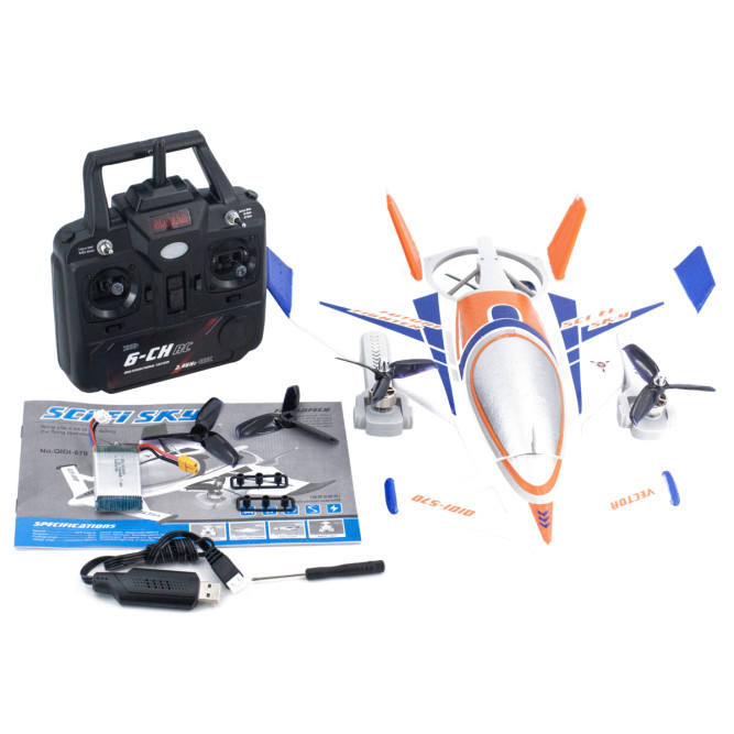 Радиоуправляемый самолет дрон SCI Fi Sky VTOL 3D6G 8ch - QIDI-570-BLUE