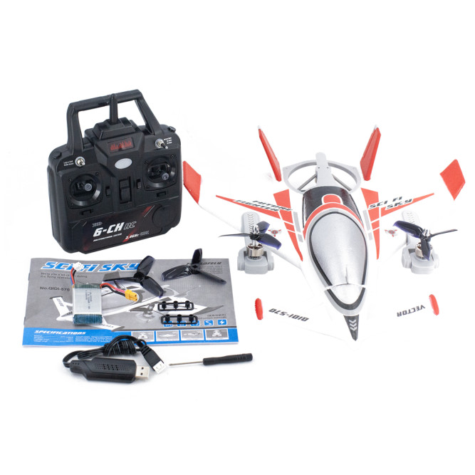 Радиоуправляемый самолет дрон SCI Fi Sky VTOL 3D6G 8ch - QIDI-570-RED