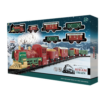 Железная дорога Новогодний поезд Fenfa (5 вагонов, звук, пускает пар) - 1603D