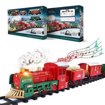 Железная дорога Новогодний поезд Fenfa (5 вагонов, звук, пускает пар) - 1603D