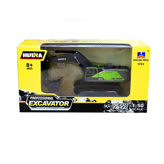 Металлический гусеничный экскаватор HUI NA TOYS масштаб 1:50 - HN1721-GREEN