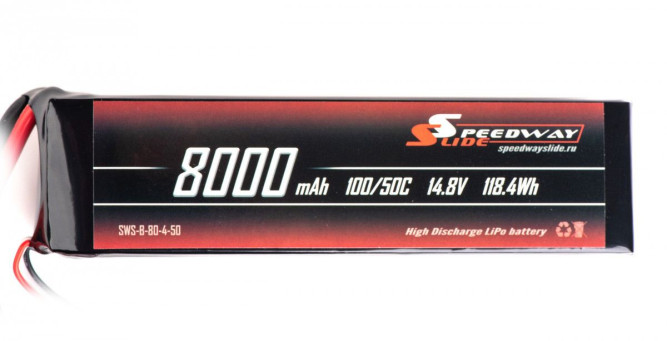 Аккумулятор Speedway Slide 164x44x43mm Li-Po 8000mAh 4S 14.8V 50C SOFT case XT60