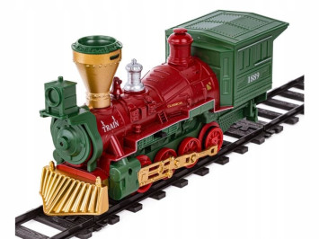 Железная дорога Новогодний поезд Fenfa (3 вагона, пар, пульт, свет, звук) - 1613F