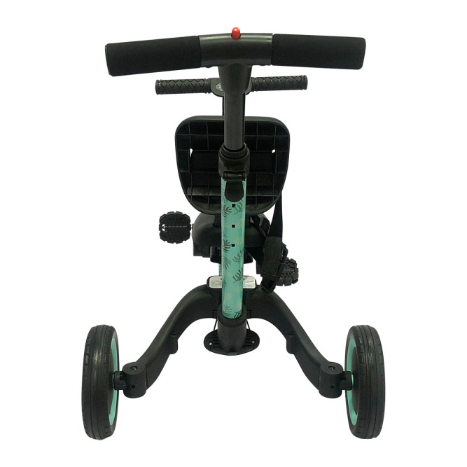 Детский беговел-велосипед 4в1 с родительской ручкой, зеленый с рисунком - TR007-CYAN-PAINT