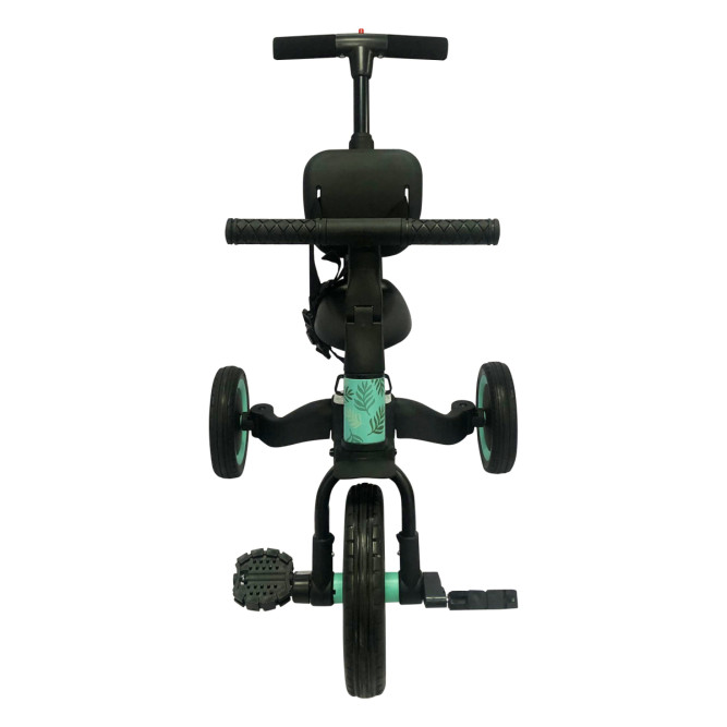 Детский беговел-велосипед 4в1 с родительской ручкой, зеленый с рисунком - TR007-CYAN-PAINT