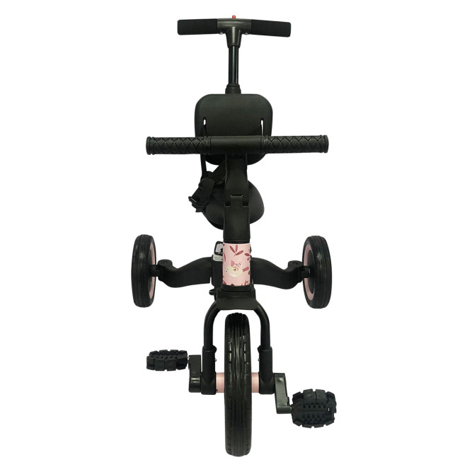 Детский беговел-велосипед 4в1 с родительской ручкой, розовый с рисунком - TR007-PINK-PAINT