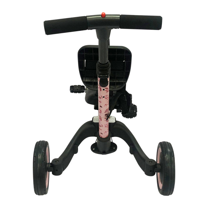 Детский беговел-велосипед 4в1 с родительской ручкой, розовый с рисунком - TR007-PINK-PAINT