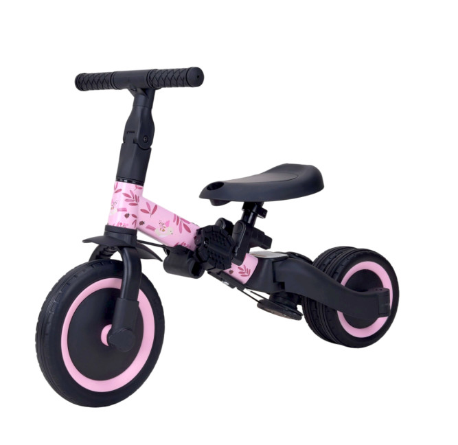Детский беговел-велосипед 6в1 с родительской ручкой, розовый с рисунком - TR008-PINK-PAINT