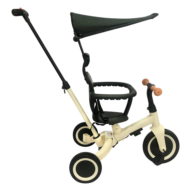 Детский беговел-велосипед 8в1 с крышей и ручкой, бежевый - TR010-BEIGE