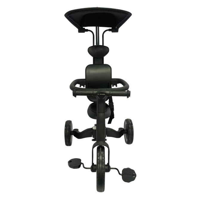 Детский беговел-велосипед 8в1 с крышей и ручкой, черный - TR010-BLACK