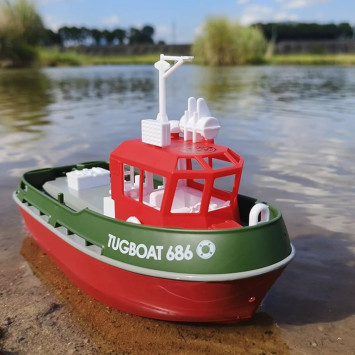 Радиоуправляемый буксир Tugboat зеленый 2.4G 1:72 - HL-3800-G