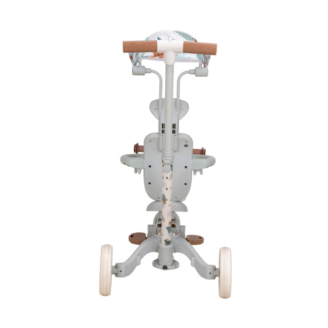 Детский беговел-велосипед 8в1 с крышей и ручкой, бежевый с рисунком - TR008C-BEIGE-PAINT