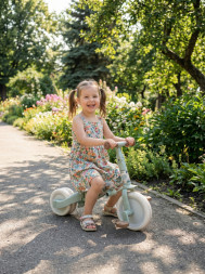 Детский беговел-велосипед 8в1 с крышей и ручкой, бежевый с рисунком - TR008C-BEIGE-PAINT