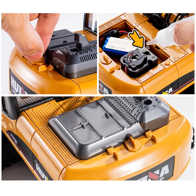 Радиоуправляемый экскаватор HUINA 3in1 с паром (ковш, отбойник, захват бревен) 1:14 - HN1535-1