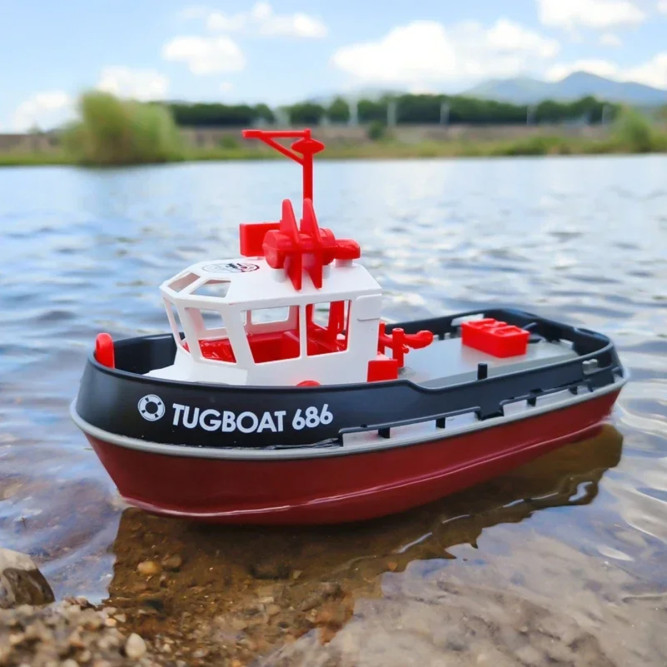 Радиоуправляемый буксир Tugboat черный 2.4G 1:72 - HL-3800-B