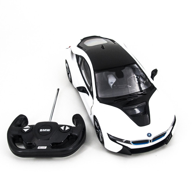 Радиоуправляемая машина Rastar BMW i8 White 1:14 с открывающимися дверями - 71010-W