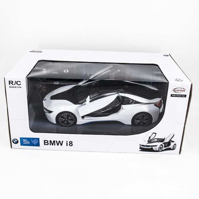 Радиоуправляемая машина Rastar BMW i8 White 1:14 с открывающимися дверями - 71010-W