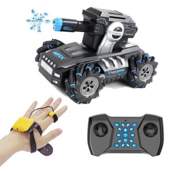 Радиоуправляемый дрифт танк-робот (пульт + часы, стреляет гелевыми пулями) - QR2076-BLUE