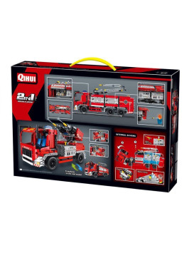 Конструктор QiHui Technic Пожарная машина 2в1 (1288 деталей, стреляет водой, пульт) - QH6805