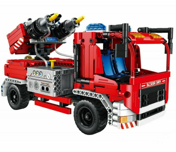 Конструктор QiHui Technic Пожарная машина 2в1 (1288 деталей, стреляет водой, пульт) - QH6805