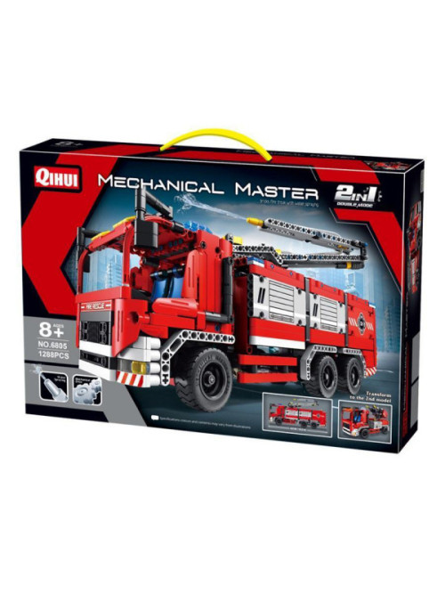 Конструктор QiHui Technic Пожарная машина 2в1 (1288 деталей, стреляет водой, пульт) - QH6805