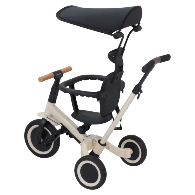 Детский беговел-велосипед 8в1 с крышей и ручкой, бежевый - TR008C-BEIGE