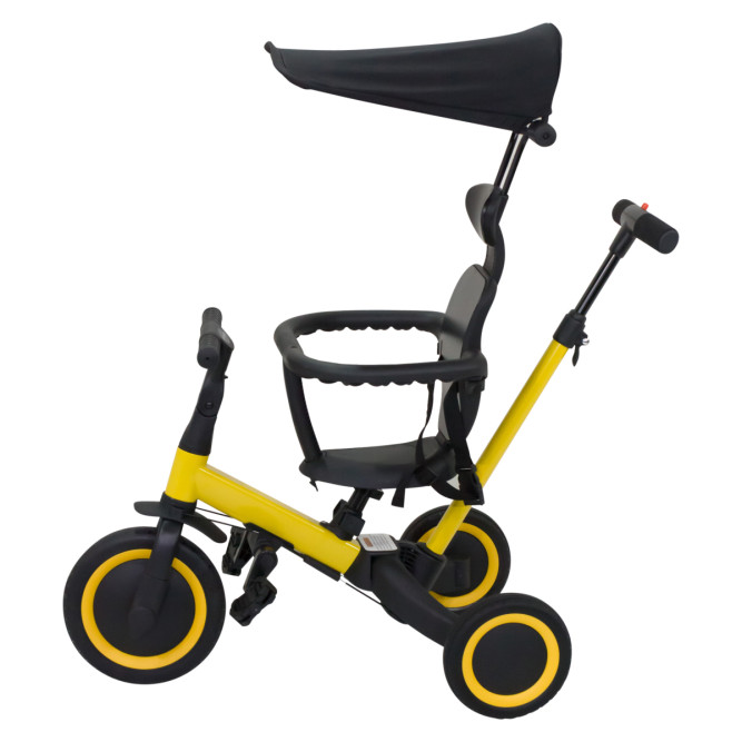 Детский беговел-велосипед 8в1 с крышей и ручкой, желтый - TR008C-YELLOW