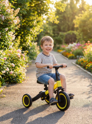 Детский беговел-велосипед 6в1 с родительской ручкой, желтый - TR008-YELLOW