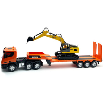 Радиоуправляемый грузовик трейлер с экскаватором HUINA 1:24 - HN1319