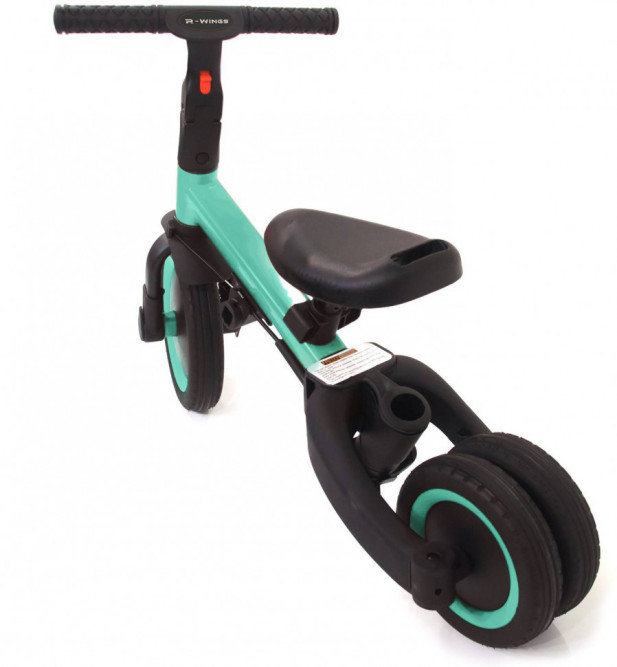 Детский беговел-велосипед 6в1 с родительской ручкой, зеленый - TR008-CYAN