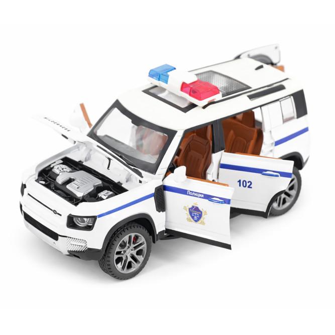 Радиоуправляемая металлическая полицейская машина Land Rover Defender 1:22 - HCL-3610-WHITE