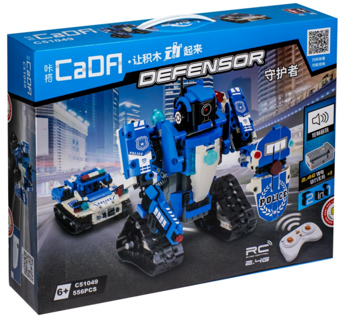 Конструктор радиоуправляемый CADA 2 в 1 полицейский робот-трансформер, 556 элементов - C51049W