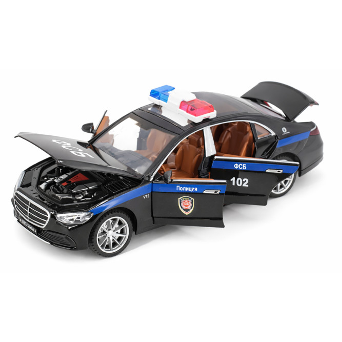 Радиоуправляемая металлическая полицейская машина Mercedes S600 1:22 - HCL-3613-BLACK